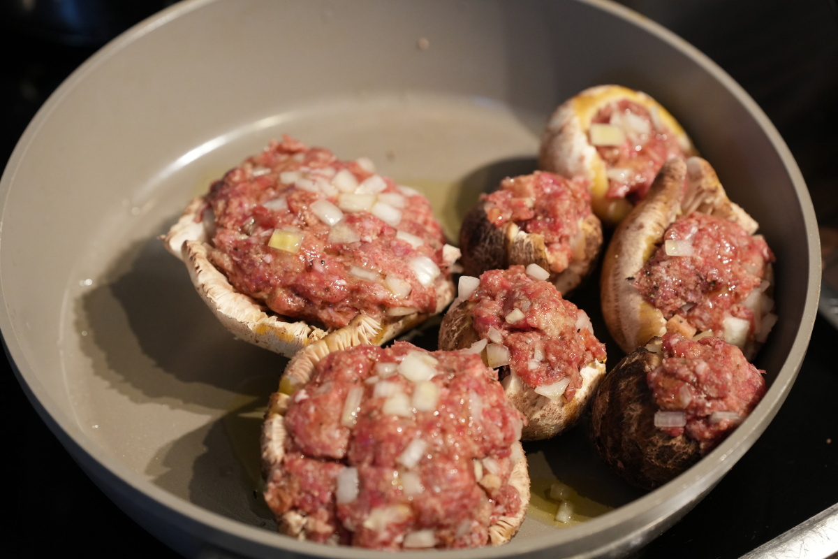 Gefüllte Parasolpilze